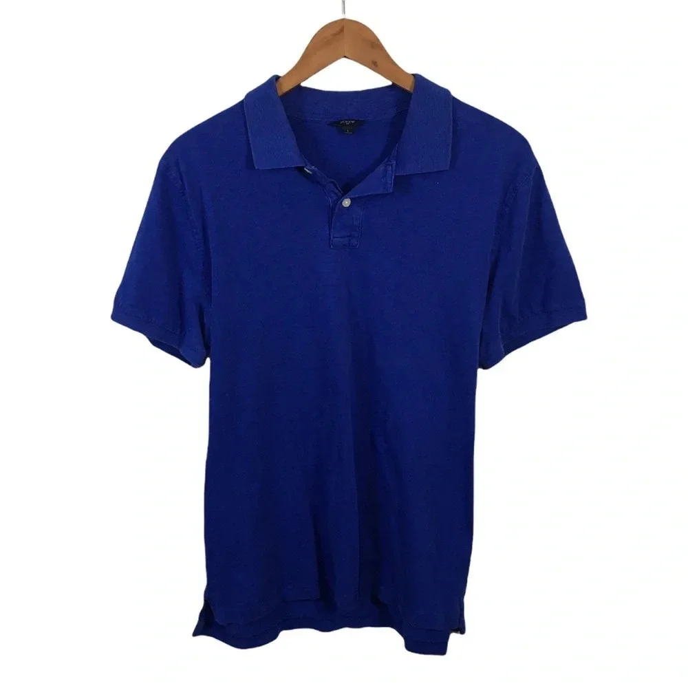 PO39 Mens J. Crew Preppy Cobalt Blue Polo Shirt L